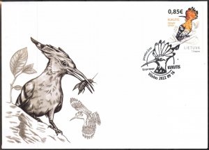 Lithuania 2022 Red Book Birds Hoopoe FDC