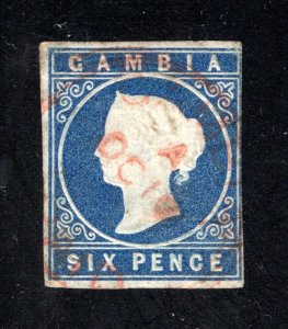 Gambia  # 4  VF, Used, 6p Queen Victoria, CV $200.00  .... 2280004