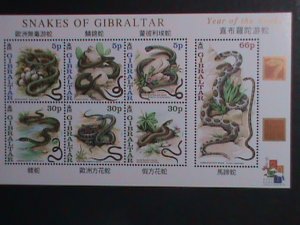 GIBRALTAR 2001-SC#870a YEAR OF THE LOVELY SNAKE-HONG KONG STAMPS SHOW -MNH S/S