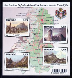 Monaco 2588 MNH, Former Grimaldi Family Fiefs in France Souvenir Sheet - 2010.