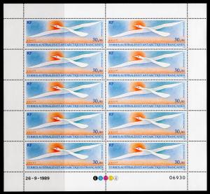 FSAT-TAAF  1990 Sc#C113 BIRD by Folon Mini-Sheetlet of 10 MNH Unfolded