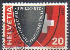 SWITZERLAND, 1957, used 20c. Civil Defence shield and coat of arms (?Civil De...