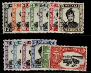 BRUNEI QEII SG100-112, short set, FINE USED. 