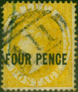 St Lucia 1882 4d Yellow SG27 Fine Used