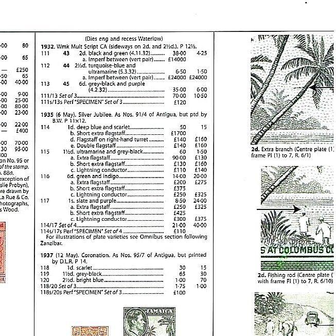 Jamaica: 1938 King George VI Pictorial definitive 2d with 'extra branch' flaw. 