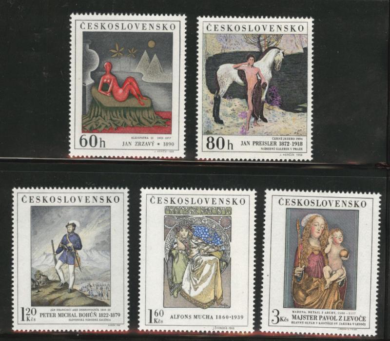 Czechoslovakia Scott 1589-93 Mint No Gum MNG ART stamp set 1968