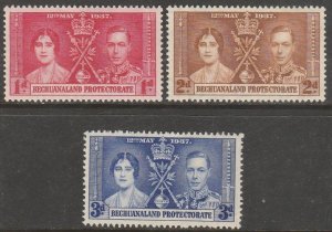 BECHUANALAND 121-123, CORONATION COMMON DESIGN 1937, MINT, NH. VF. (846)