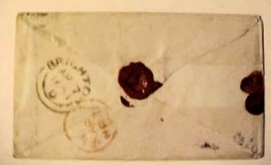 GREAT BRITAIN #55 CUT OCTAGONAL 1851 ROCKING 5---AIS B/S BRIGHTON TO USA CAT