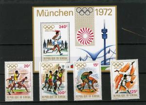 SENEGAL 1972 SUMMER OLYMPIC GAMES MUNICH SET OF 4 STAMPS & S/S
