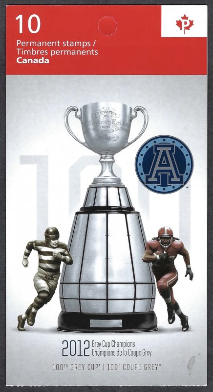 Canada #2598a P Grey Cup with Overprint (2012). Booklet of 10 stamps. MNH