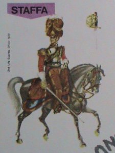 ​SCOTLAND-STAFFA STAMP-1974-MILITARY UNIFORMS SOLDIERS ON HORSE CTO-SHEET VF