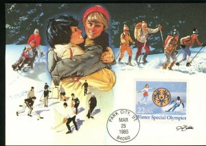 FDC scott 2142 Winter Special Olympics 1985 Fleetwood Cachet Maximum Card