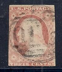 US #10A, 3c Washington Numeral cancel (U) CV $200.00
