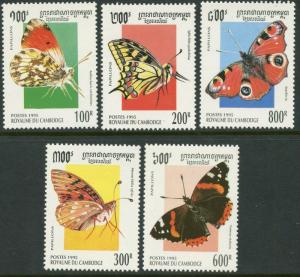 CAMBODIA Sc#1415-1419 1995 Butterflies Complete Set OG Mint NH