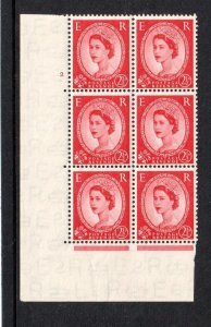 GB - 2½p Tudor Crown Cyl. Block of 6 - SG519 UMM 