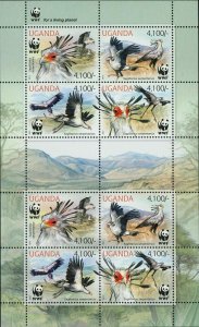 Secretary Bird Stamp WWF Sagittarius Serpentarius Sheet of 2 Sets S/S MNH #3000 