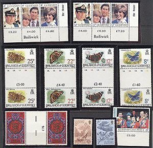 GUERNSEY 1981 STAMPS S/SHEETS GUTTERS  LOT MNH  