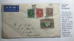 1934 Salisbury Rhodesia Royal Tour HRH Prince George Airmail Cover To Nyasaland