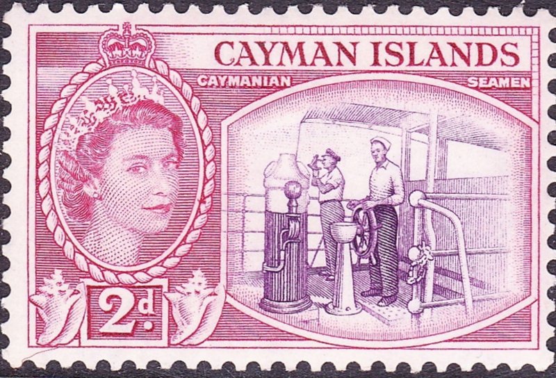 CAYMAN ISLANDS 1954 QEII  2d Reddish Violet & Cerise SG152 MH