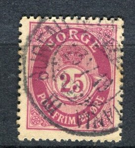 NORWAY; Early 1900s fine used Numeral issue 25ore. fine Shade + Postmark