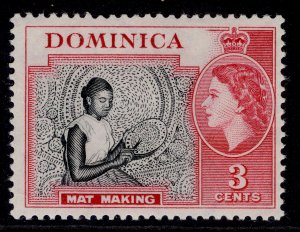 DOMINICA QEII SG144, 3c black & carmine, NH MINT.