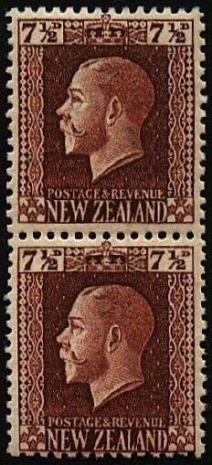 NEW ZEALAND GV 7½d 2 perf pair fine mint...................................23690