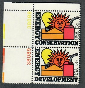 1723 - 1724 Energy and Conservation MNH attached pair with plate number PNS