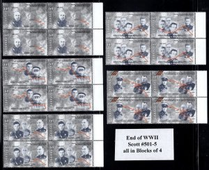 Armenia Scott 501-505, End of WWII, MNH all Blocks of 4, Free Shipping