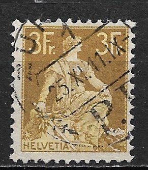 1908 Switzerland Sc145 3F Seated Helvetia used