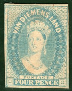 Australia States TASMANIA QV 4d (1855) Perkins Bacon Proof (SG.18var) GBLUE13