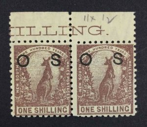 MOMEN: NEW SOUTH WALES SG #O44 PAIR P11*12 1888-1890 MINT OG NH £90++ LOT #63738