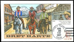 1980 COLLINS HAND PAINTED FDC, Author Bret Harte, Grizzly Flats, GA Cxl, #2196!