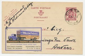 Publibel - Postal stationery Belgium 1947 Moving truck 