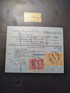 1956 Registered Saudi Arabia Airmail Cover  to Germany and 1937 Registered Label