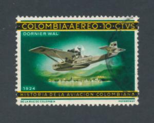 Colombia 1965 Scott C472 used - Aviation, Plane, Dornier Wall