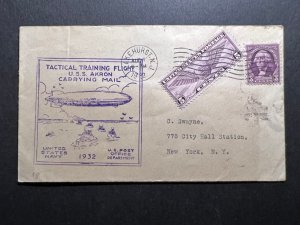 1932 USA Zeppelin Cover USS Akron Lakehurst NJ to New York NY Training Flight
