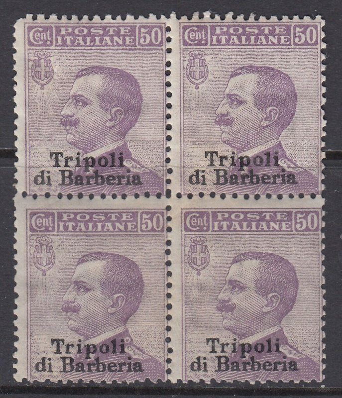 ITALY - Levante - Tripoli di Barberia - Sassone n. 8 MNH** block of 4 cv 190$