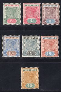 MOMEN: SEYCHELLES SG #1-7 1890 DIE I MINT OG H £142 LOT #67204*