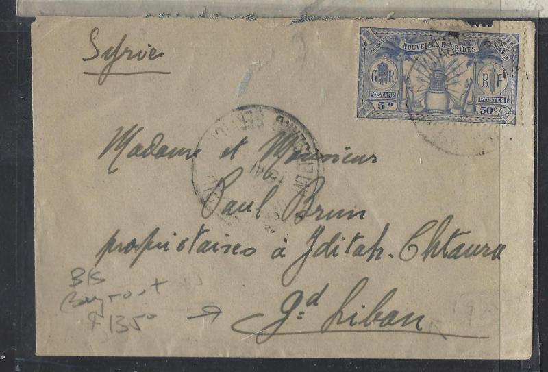 NEW HEBRIDES (P2710B) 1932 COVER TO LEBANON B/S BEYROUTH    INCREDIBLE