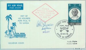 83257 - SAMOA - Postal History - SPECIAL FLIGHT Papal Visit SIGNED by PILOT 1970