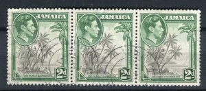 JAMAICA; 1938-40s early GVI issue fine used Pictorial Strip , 2d. value