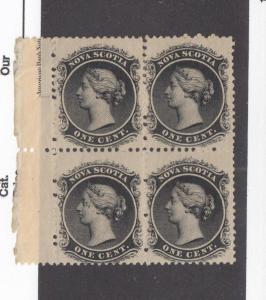 NOVA SCOTIA UNITRADE LOT# 8 VF-MNH BLOCK OF 4 2 MH PART INSCRIPTION CV $120