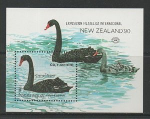 Thematic Stamps Animals - NICARAGUA 1990 BIRDS NZ M/S mint