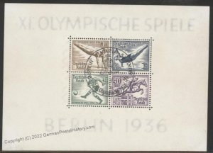 Germany 1936 Berlin Olympics Mi Block 5 Used Souvenir Sheet 108876