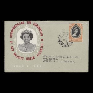 Northern Rhodesia 1953 (FDC) 1½d Coronation, CHINGOLA ✔️
