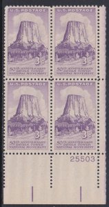 1084 Devils Tower Plate Block MNH