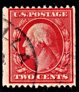 US 386 Used HR No Gum 2 Cent Washington S/L Wtrmrk Perf 12 Horiz. SCV $90