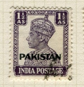 PAKISTAN; 1947 early GVI issue fine used 1.5a. value