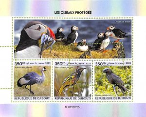 A7425 - DJIBOUTI - MISPERF ERROR Stamp Sheet - 2022 - ANIMALS,PROTECTED BIRDS-