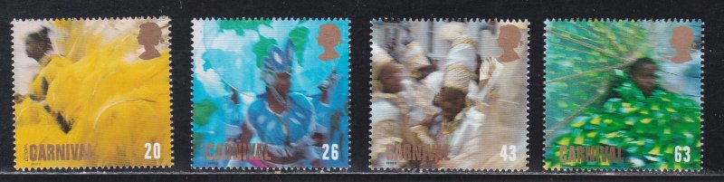 Great Britain # 1825-1828, Nutting Hill Carnival, Mint NH, 1/2 Cat.